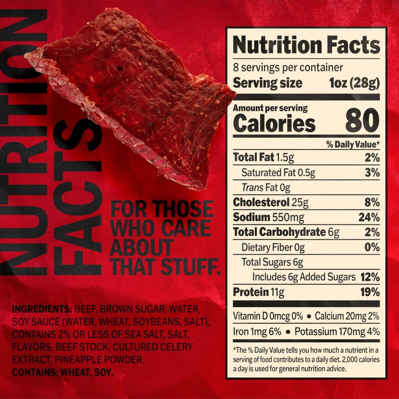 Jack Link's Beef Jerky, Teriyaki, Half Pounder Large Jerky Bag - Flavorful Meat Snack, Ready to Eat Protein Snacks with 11g of Protein per Serving, Made with 100% Beef - Image 2